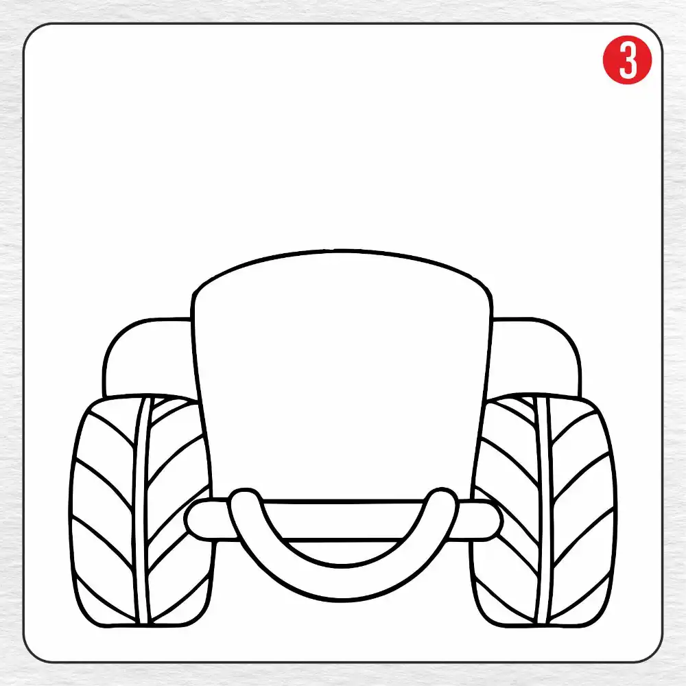 Tractor coloring page drawing step 3