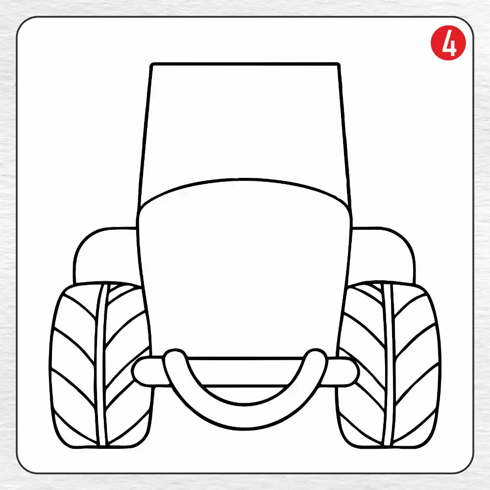 Tractor coloring page drawing step 4