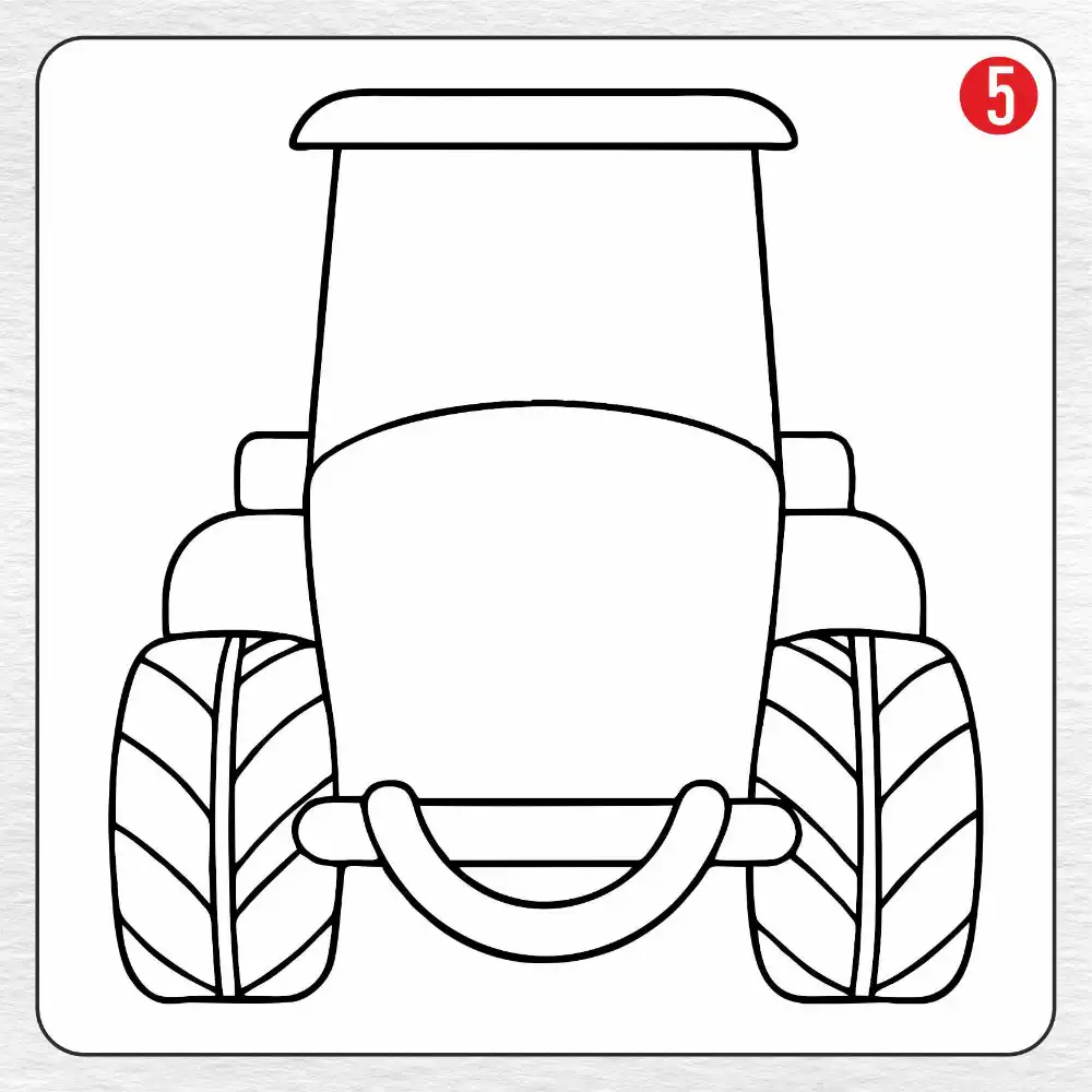 Tractor coloring page drawing step 5