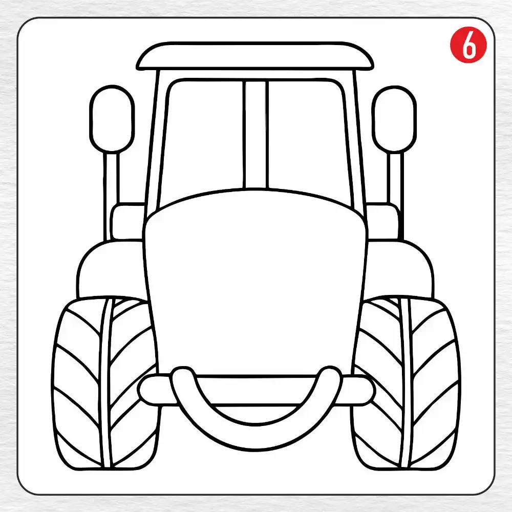 Tractor coloring page drawing step 6