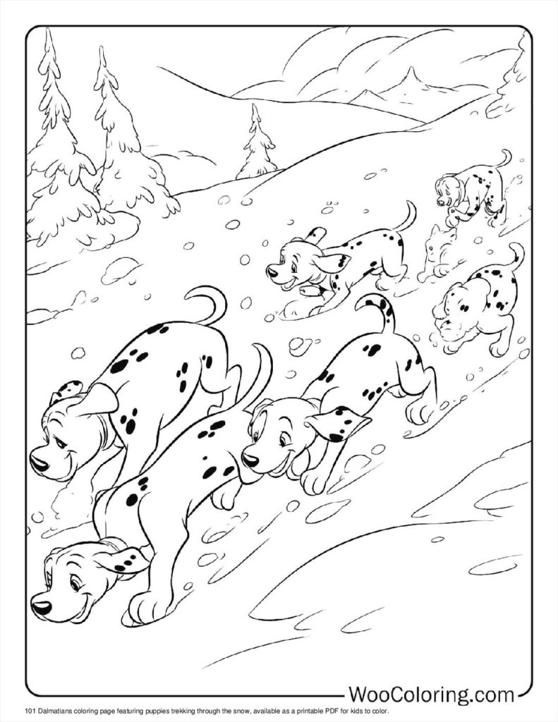 Trekking Through the Snow Coloring Sheet