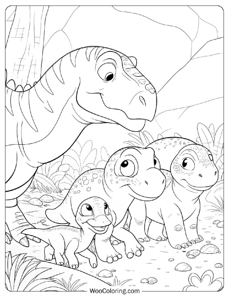 Triceratops Family Exploring a New World