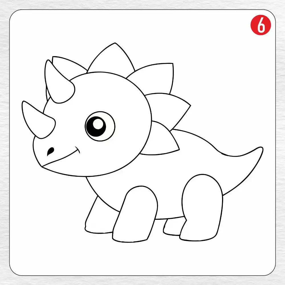 Triceratops coloring page drawing step 6
