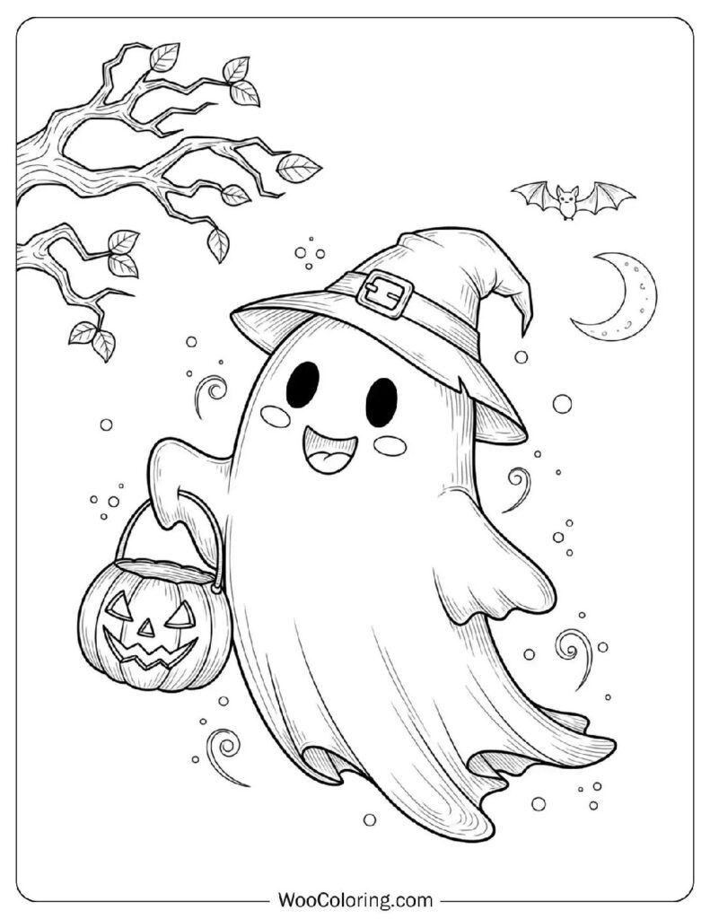 Trick-or-Treat Ghost coloring page