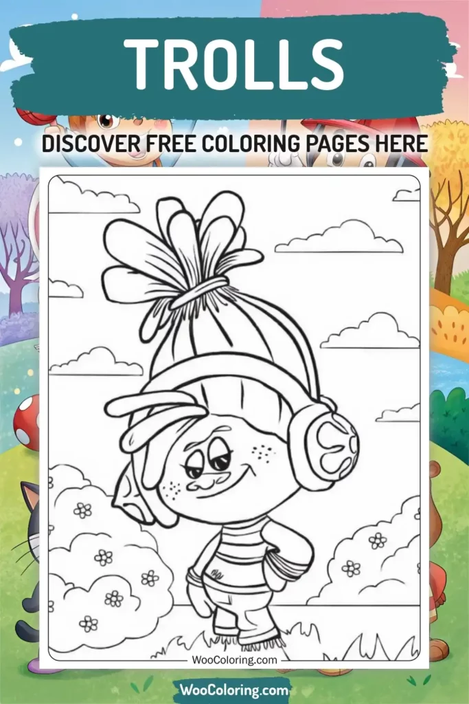 Trolls coloring pages designs from TV Show