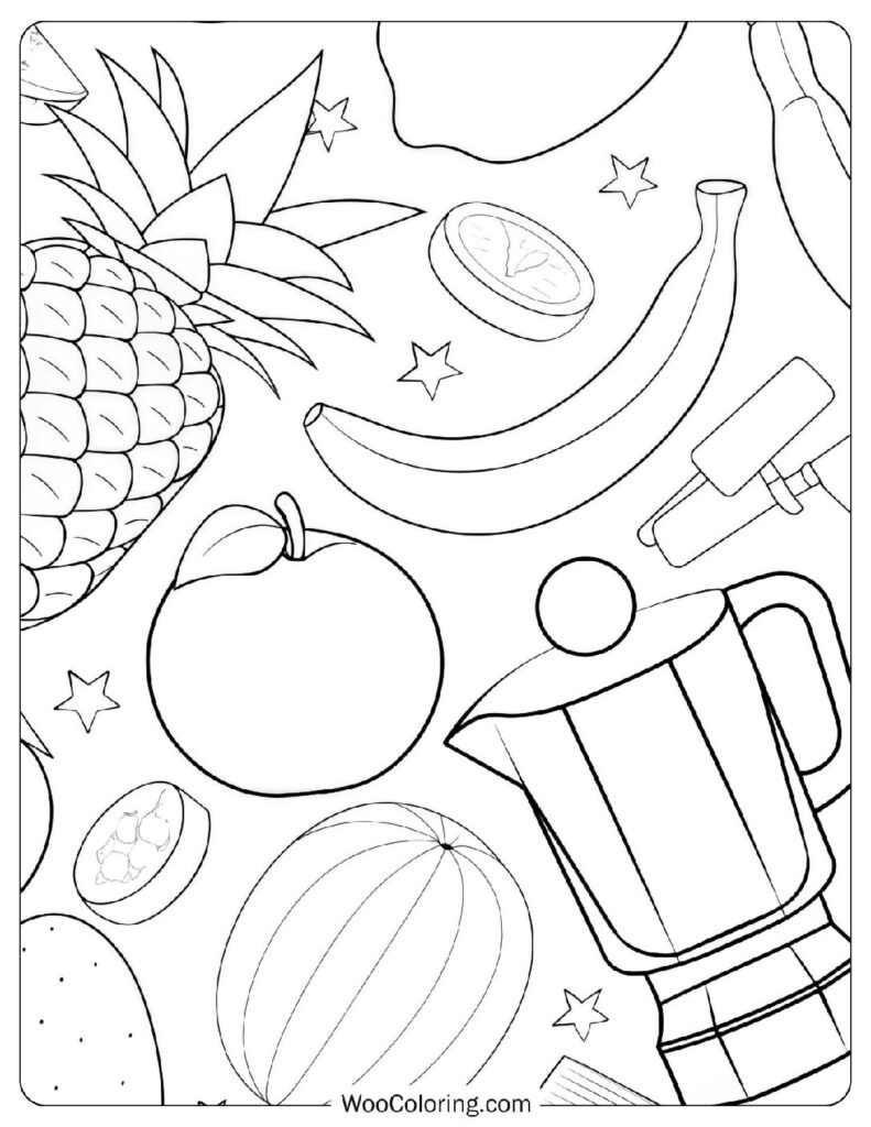Food coloring page of Tropical Fruit Smoothie