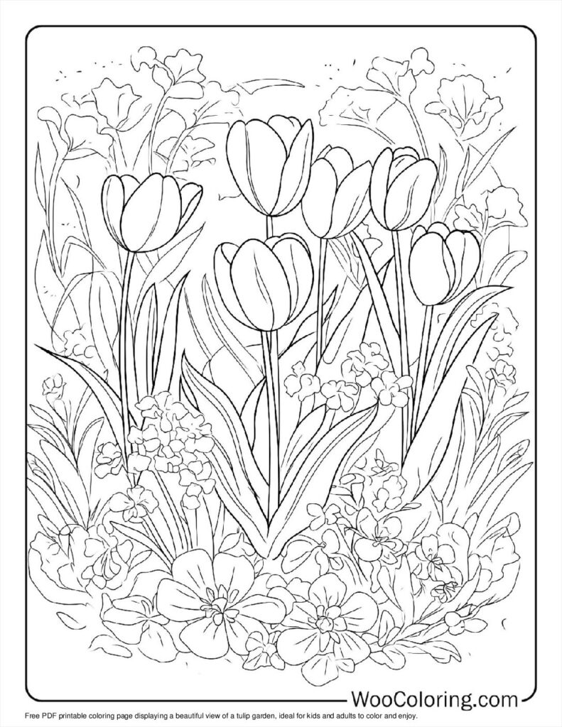 100  Tulip coloring pages  Free PDF To Print  - 73