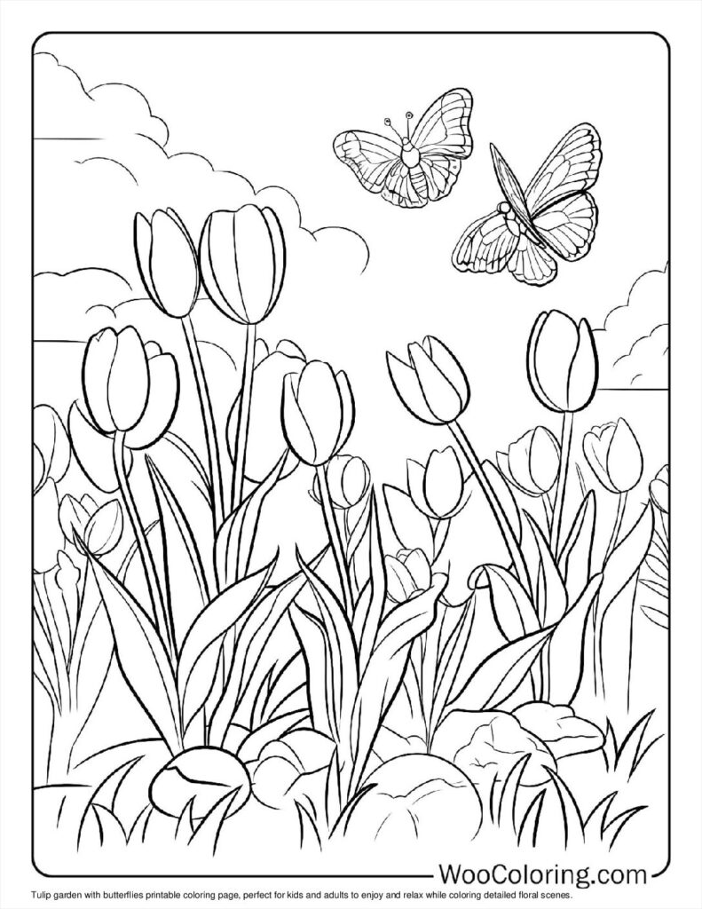 100  Tulip coloring pages  Free PDF To Print  - 6