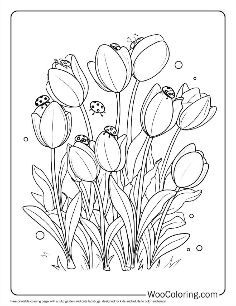 100  Tulip coloring pages  Free PDF To Print  - 19