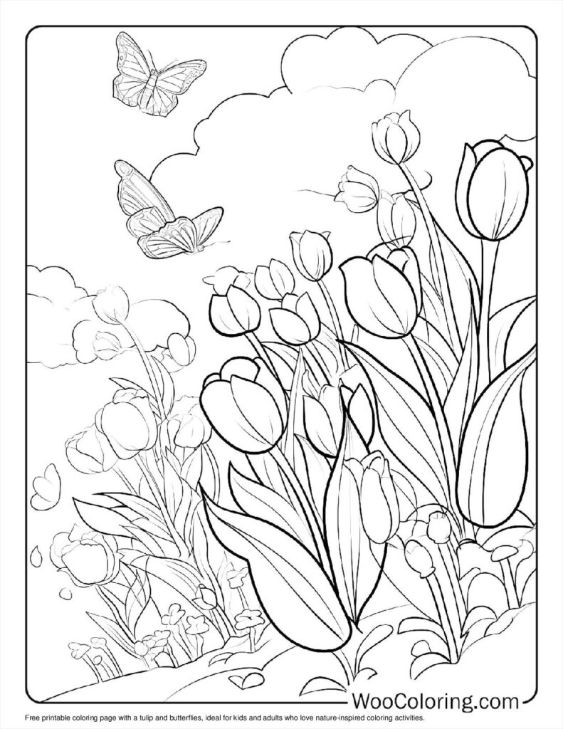 100  Tulip coloring pages  Free PDF To Print  - 7