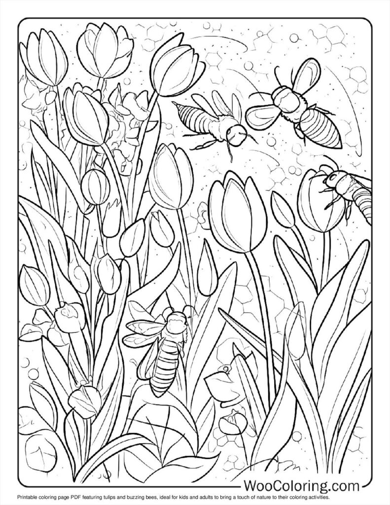 100  Tulip coloring pages  Free PDF To Print  - 4