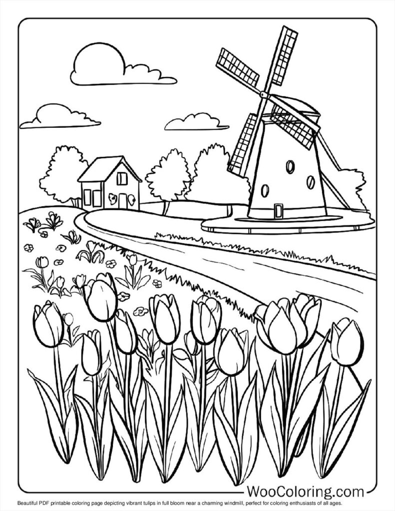 100  Tulip coloring pages  Free PDF To Print  - 4