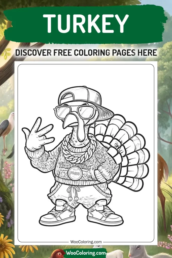 Turkey coloring pages designs with animal