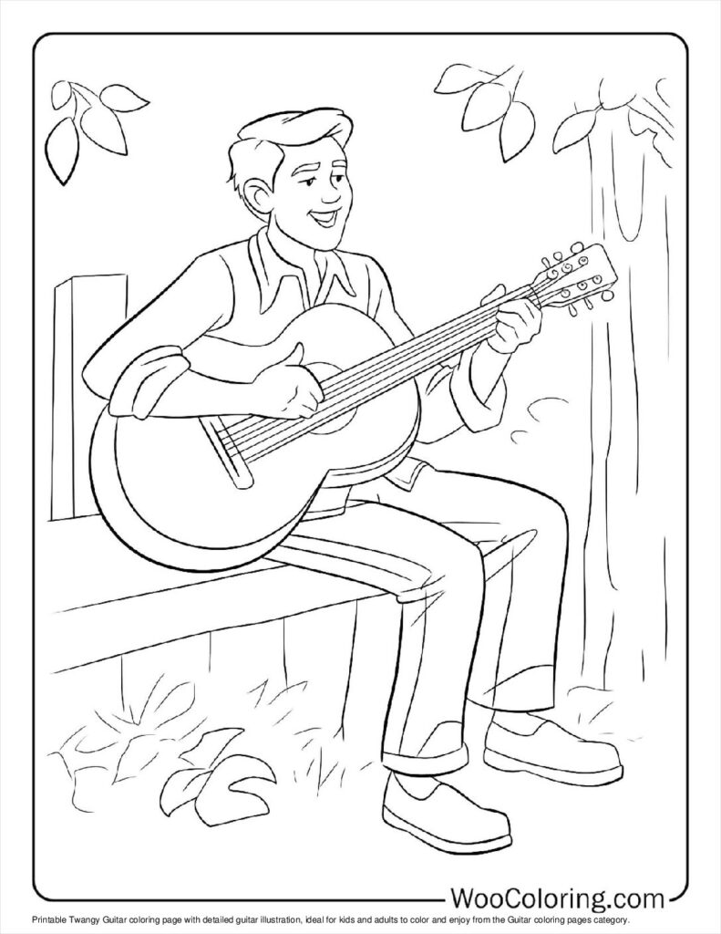 100  Guitar coloring pages  Free PDF To Print  - 51