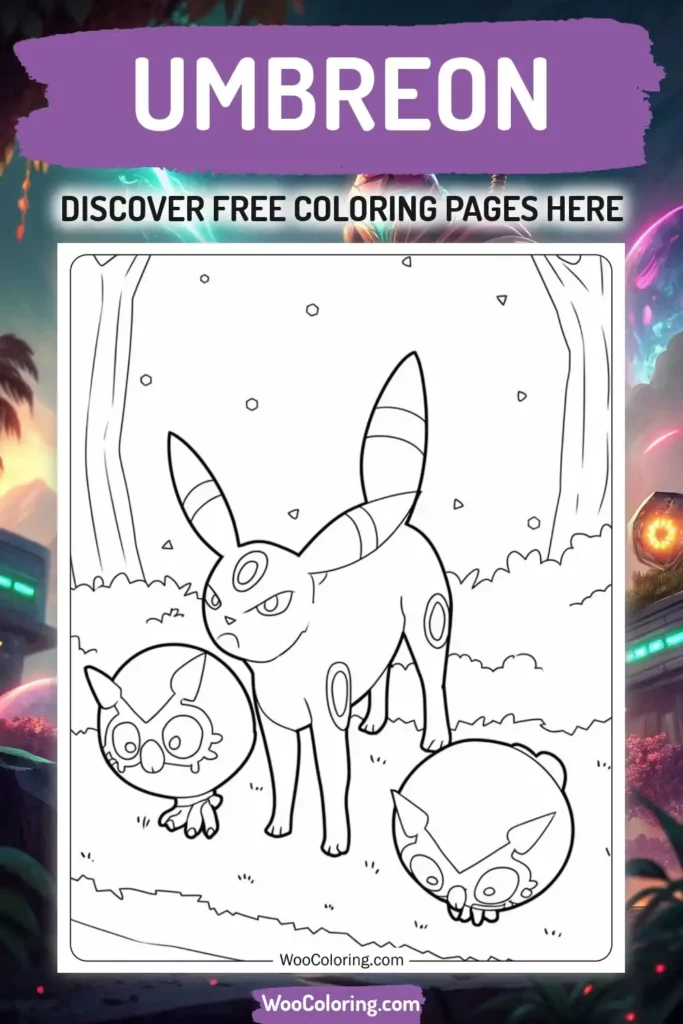 Umbreon coloring pages designs from video game