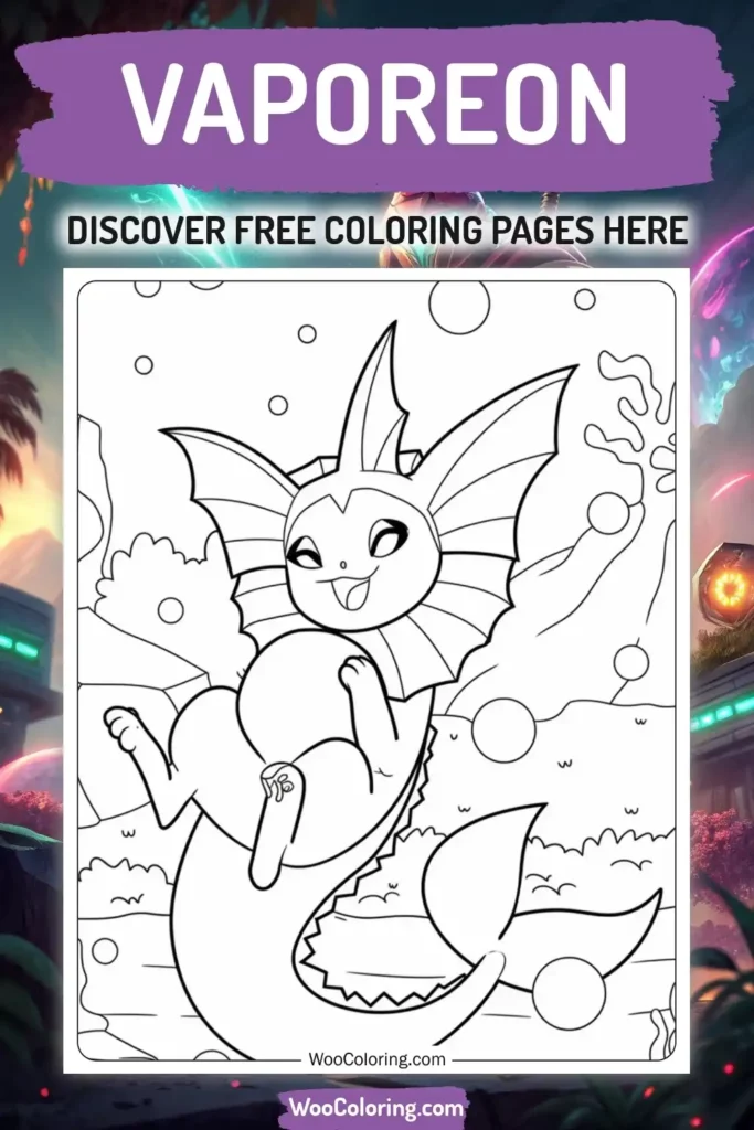 Vaporeon coloring pages designs from video game