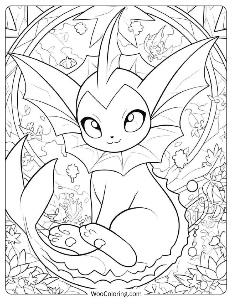Vaporeon in an Underwater Garden Picture to Color