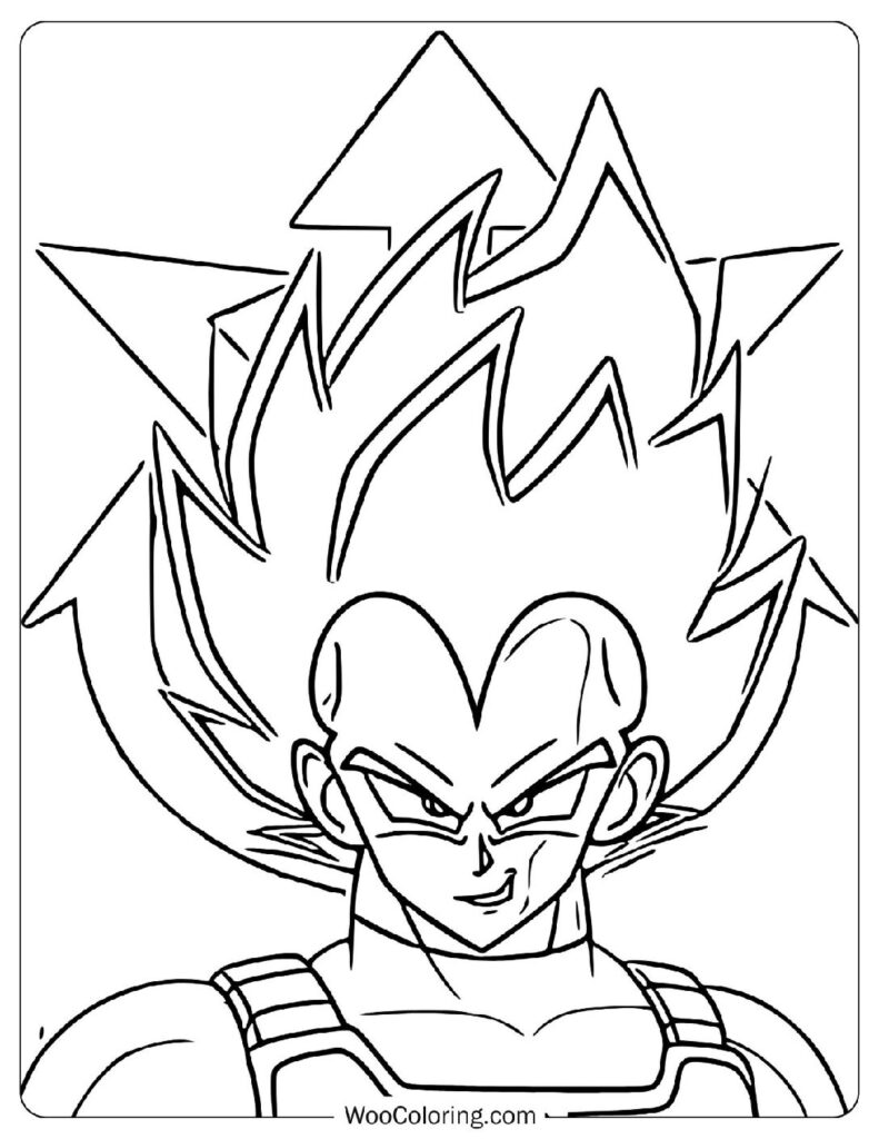 Vegeta – The Proud Saiyan Prince from Dragon Ball Z Coloring Page For Preschoolers