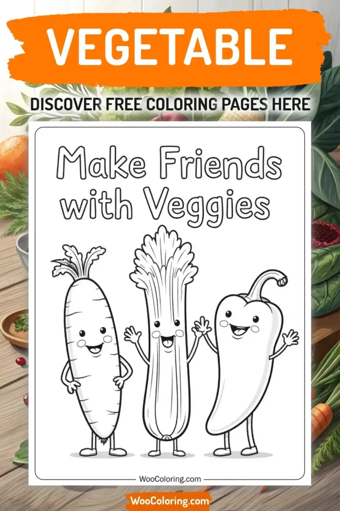Vegetable coloring pages designs with food