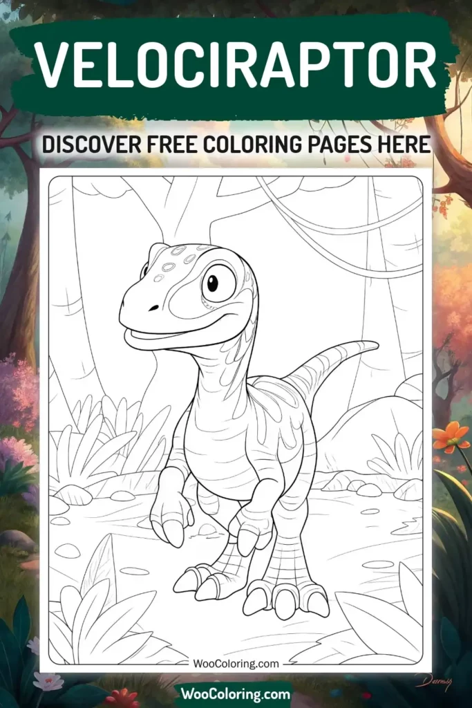 Velociraptor coloring pages designs with Disnosaur