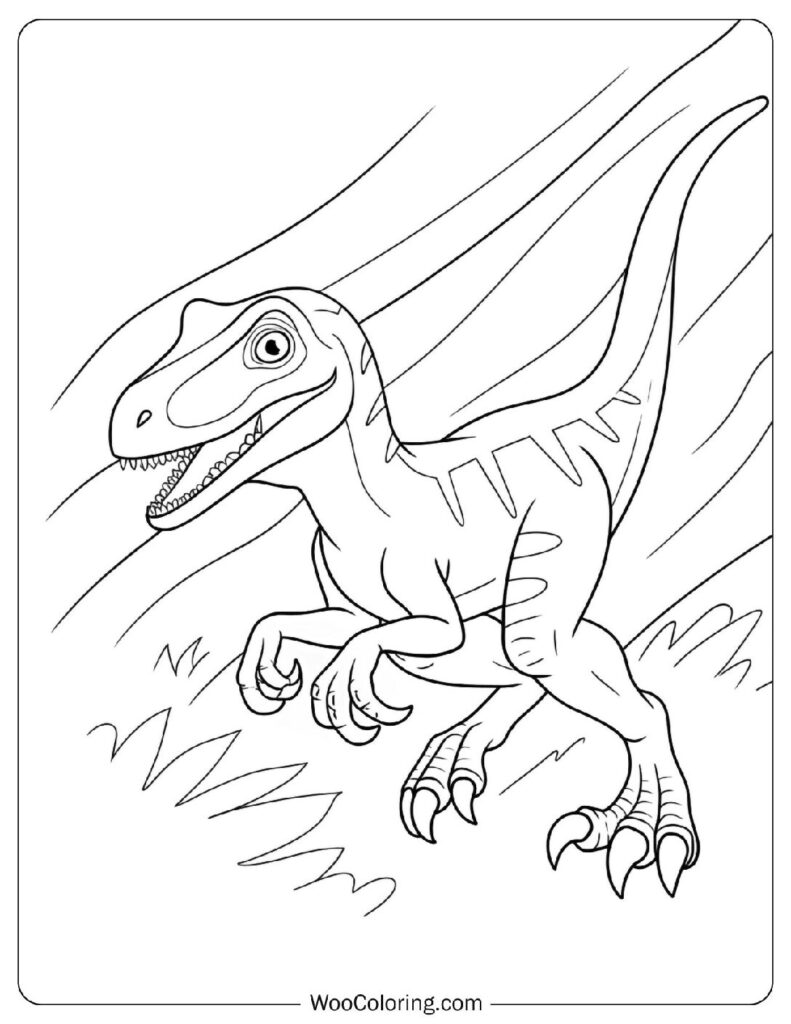 Velociraptor Claws and Speed Coloring Page For Preschoolers