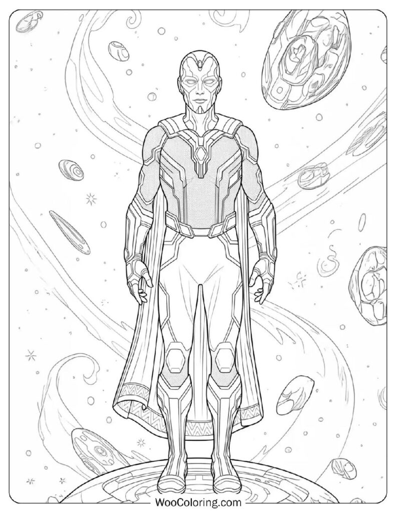 Vision Marvel Android Hero Coloring Page