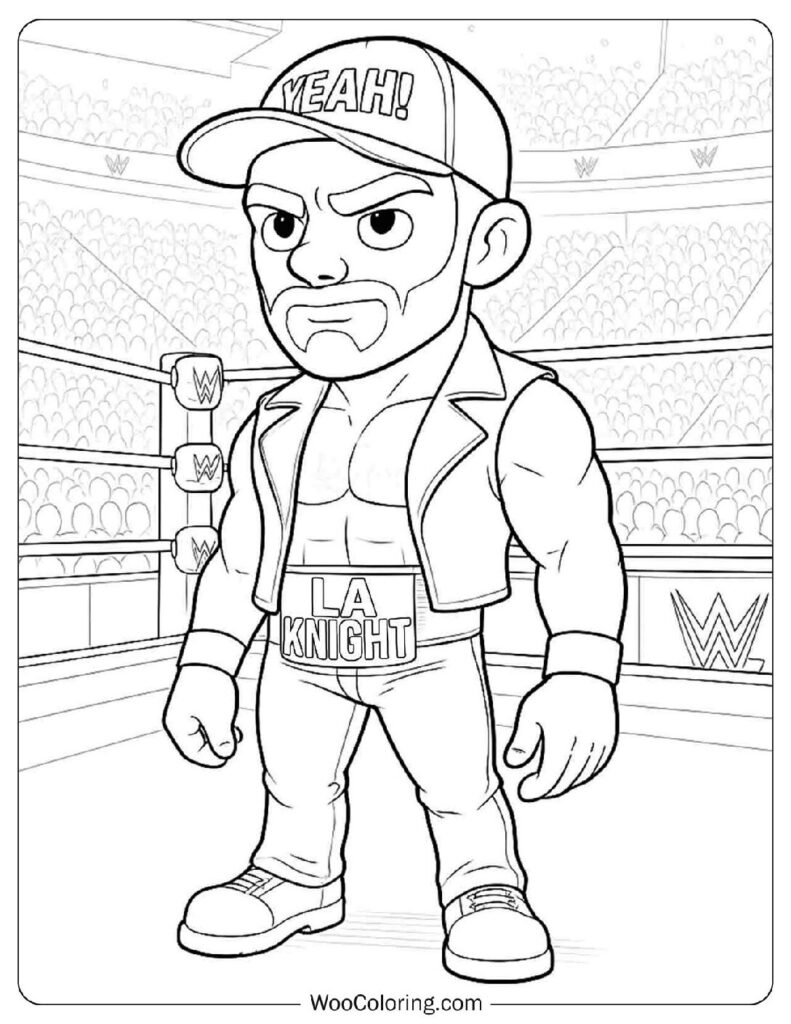 WWE LA Knight in Action Coloring Sheet For Kids