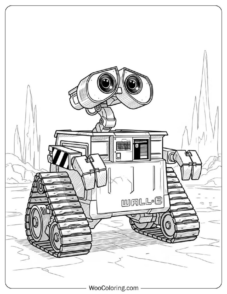 Wall-E Waste Collector Robot Coloring Page