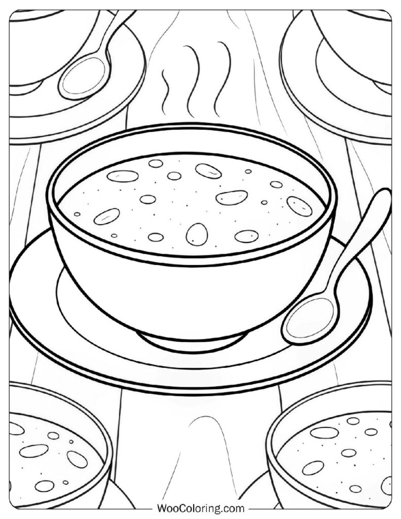 Food coloring page of Warm Bowl Of Soup
