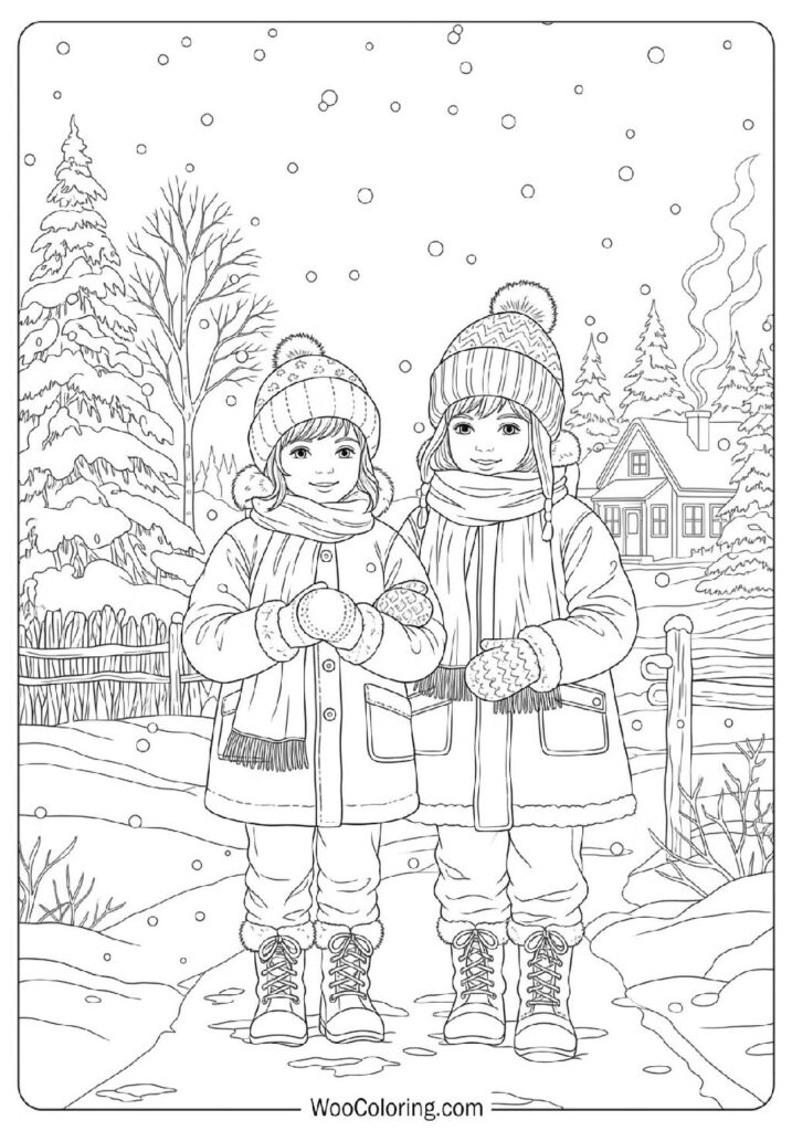 Warm Winter Coat for Children Ready for a Cold Morning Walk in the Snow