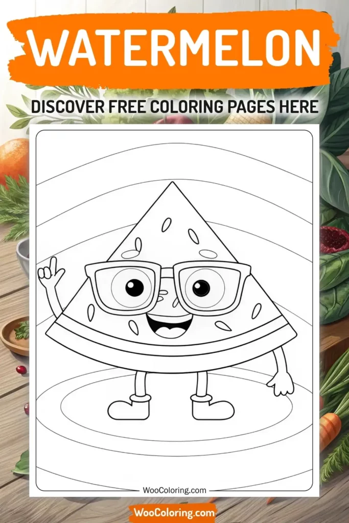 Watermelon coloring pages designs with food
