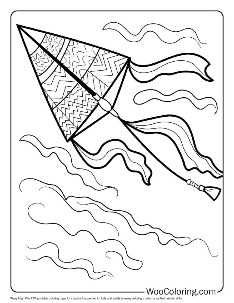 100  Kite coloring pages  Free PDF To Print  - 4