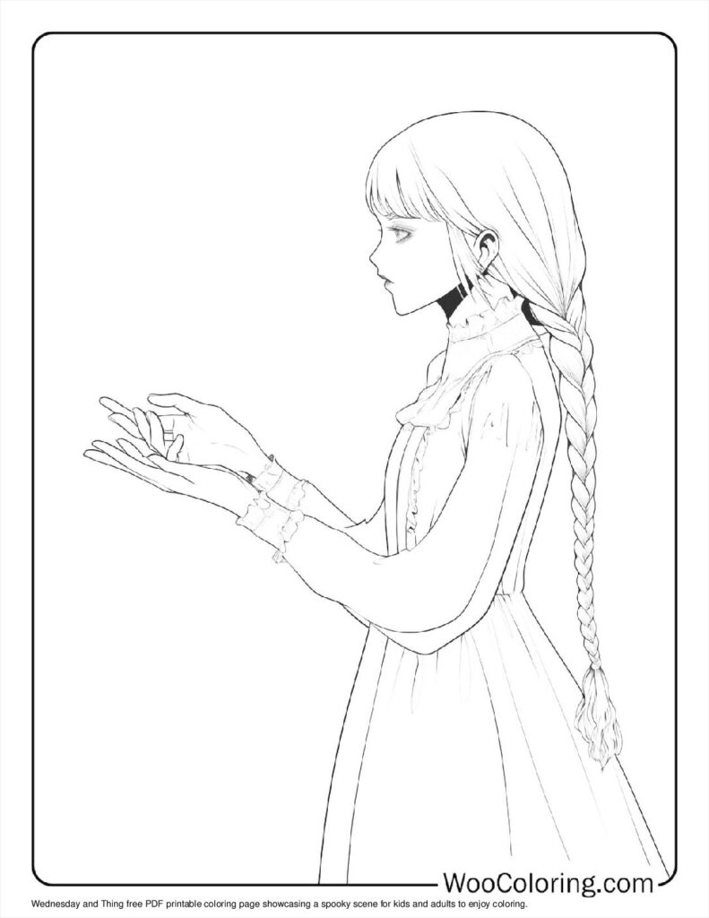 Wednesday and Thing Coloring In For Kids