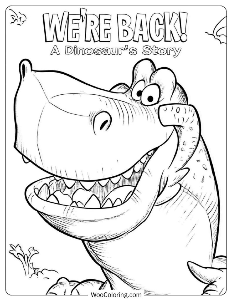 We're Back! A Dinosaur's Story – Smiling Rex Coloring Page