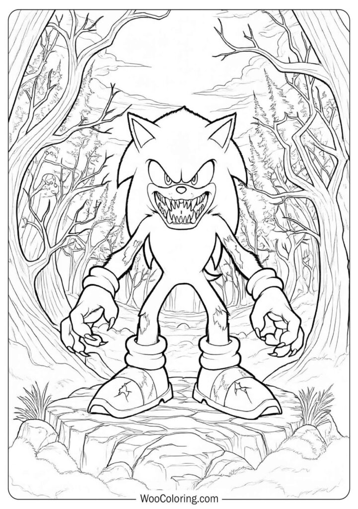 Werehog Sonic Design Featuring a Dark Transformation Under Full Moon