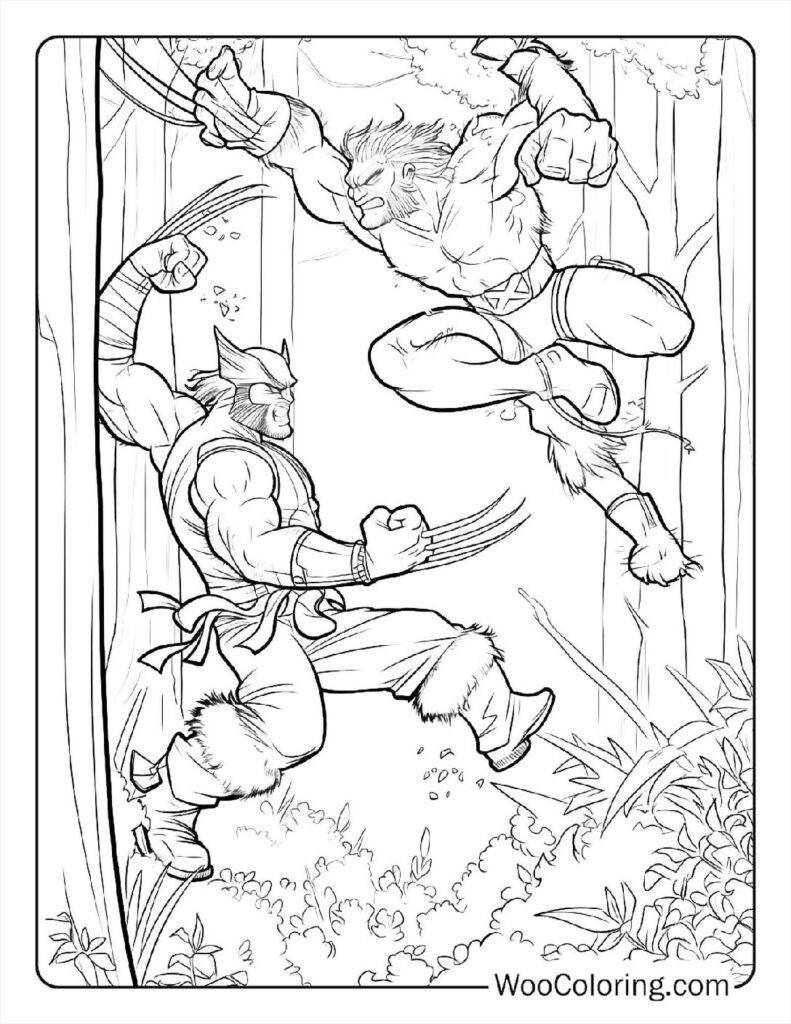 Wilderness Duel with Sabretooth Coloring Page