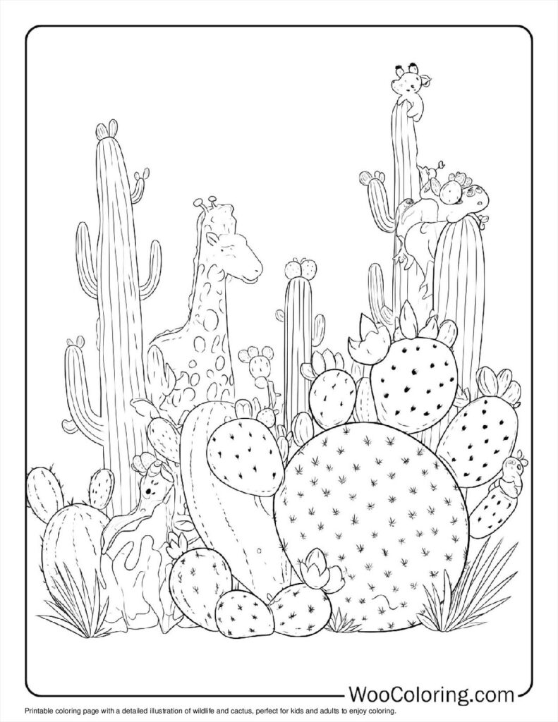 100  Cactus coloring pages  Free PDF To Print  - 84