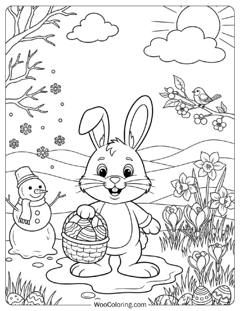 Winter to Spring Transition with Easter Eggs