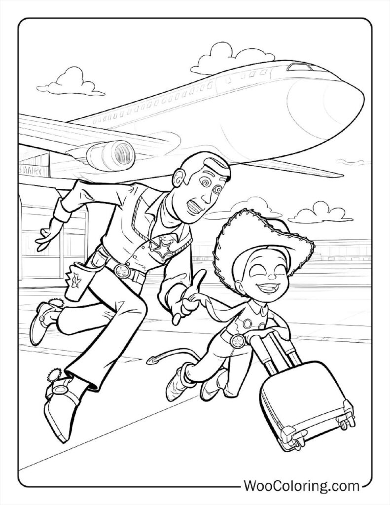 Woody and Bullseye Run Coloring In For Kids