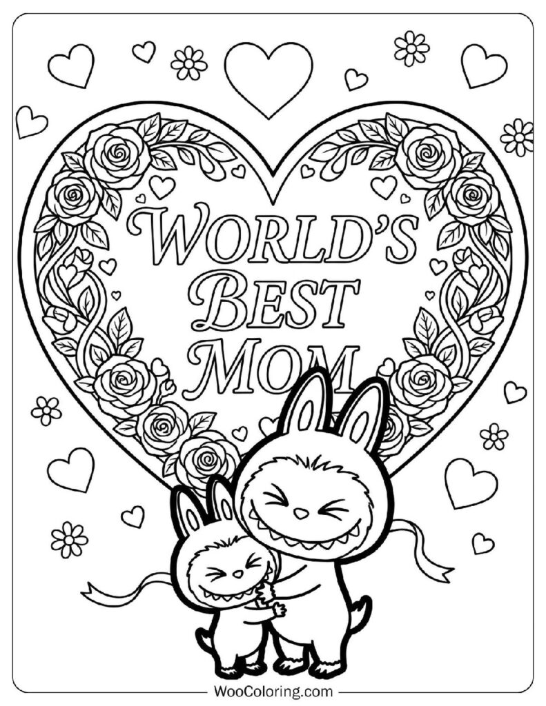 World’s Best Mom Inside a Love Heart with Roses