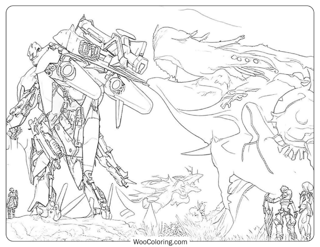 Xenoblade Chronicles X Skell and Monster Standoff Coloring Sheet