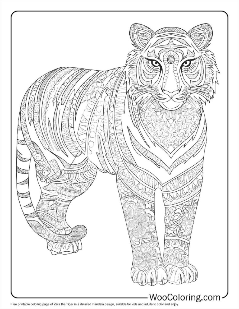Zara the Tiger Mandala Coloring Page