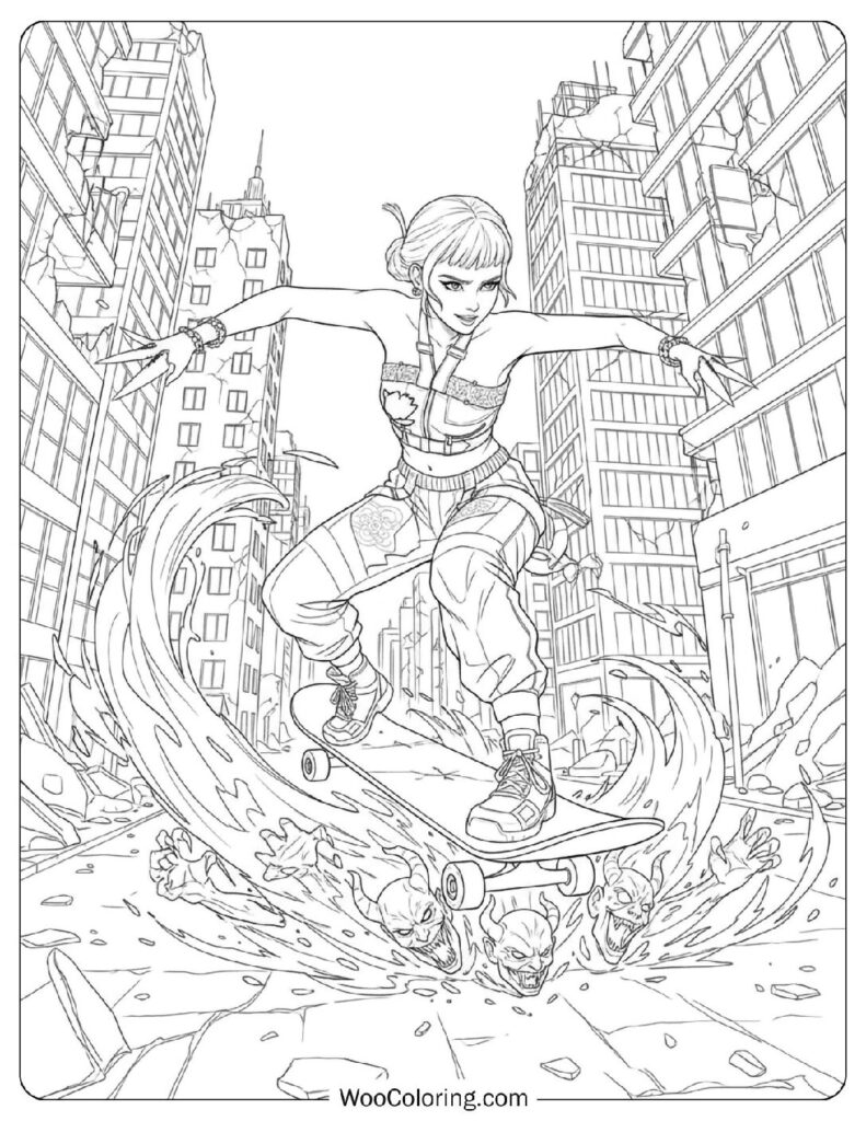 Zoey skating through chaos with grace and determination